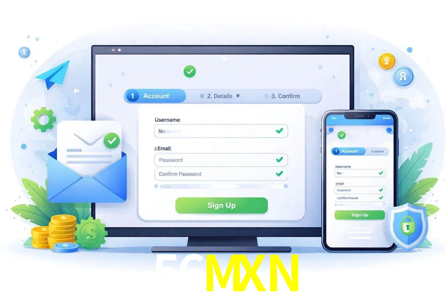Registro de nuevo usuario y configuración de cuenta 56MXN