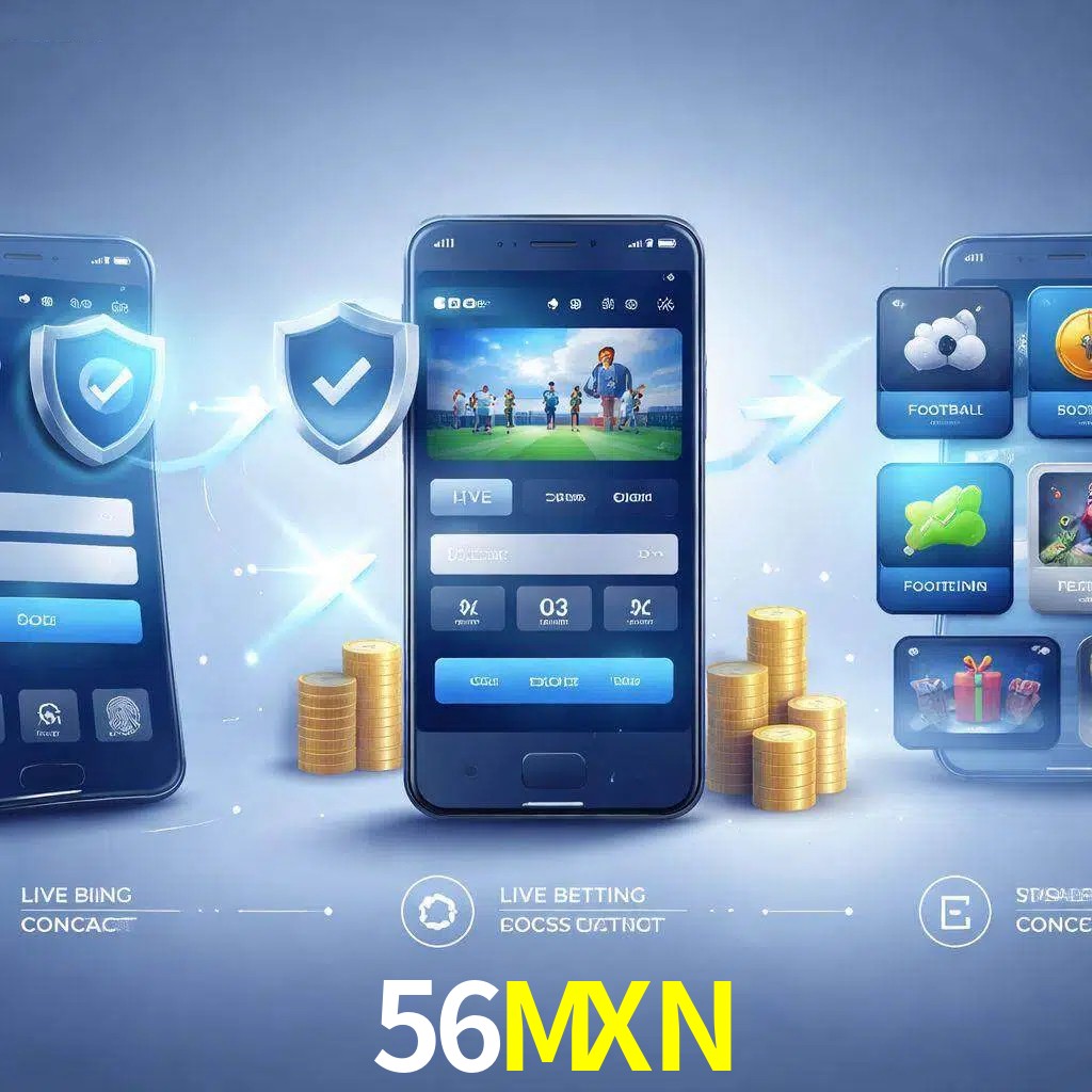 Pasos de acceso a la app 56MXN en pantalla de teléfono móvil